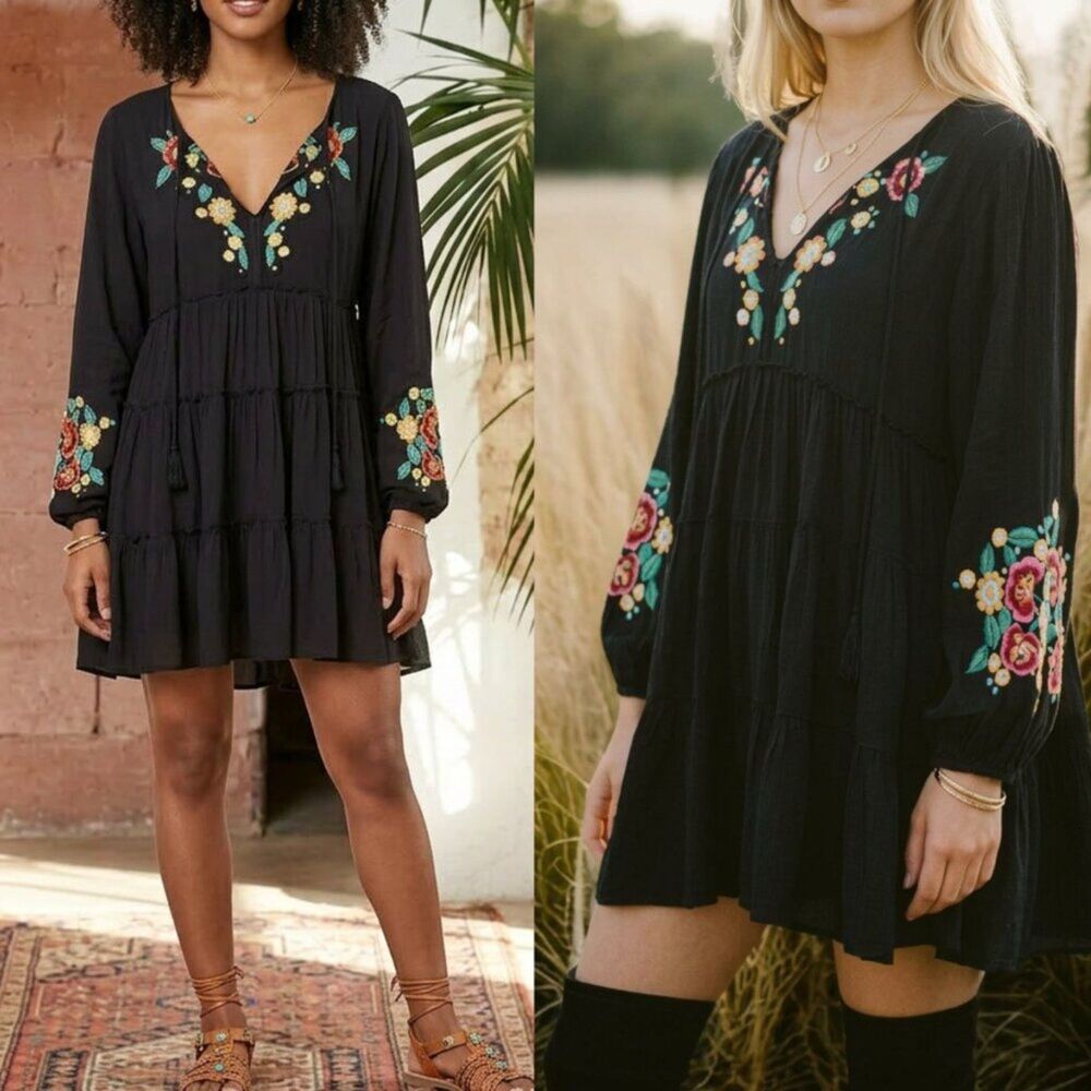 Free People Boho Prairie Coastal Cowgirl I've Got A Spell On You Tunic Dress